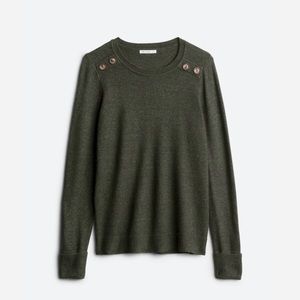 Pink Clover Carson Crewneck Button Detail Sweater | Gray Sweater | L
